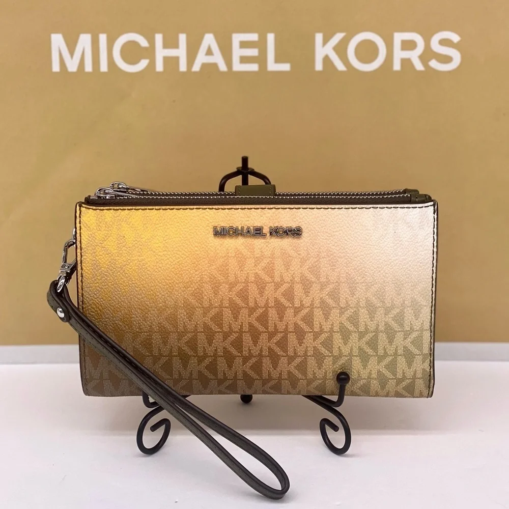 MICHAEL KORS Jet Set Lg Ombré Signature Logo Wallet Wristlet Phone Holder